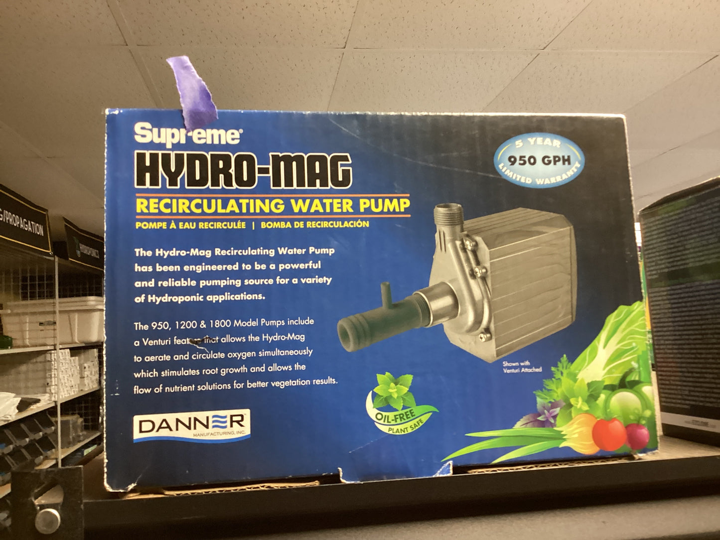 Danner Manufacturing, Inc., Supreme 950 GPH Hydro-Mag, Recirculating Water & Air Pump with Venturi, 40129
