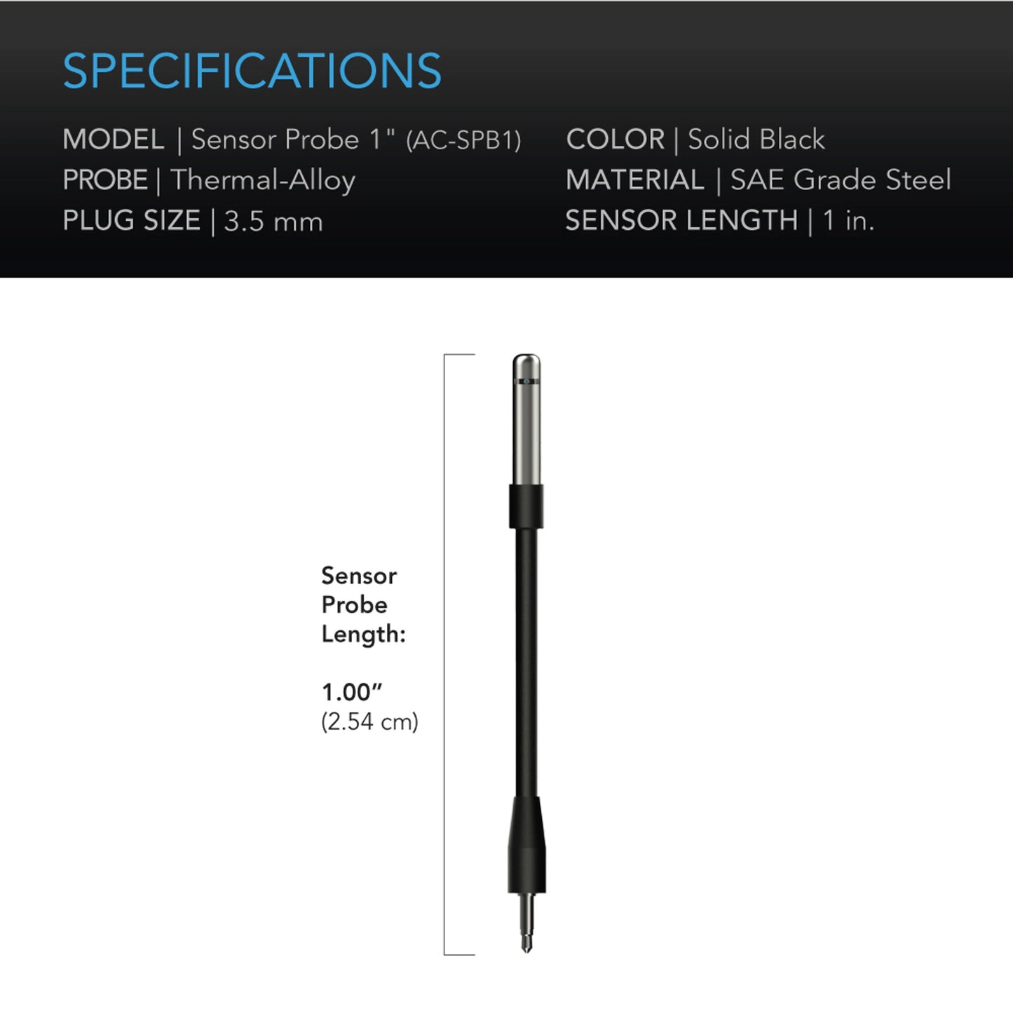 AC INFINITY CONTROLLER SENSOR PROBE, 1" CORDED CLIMATE DETECTOR