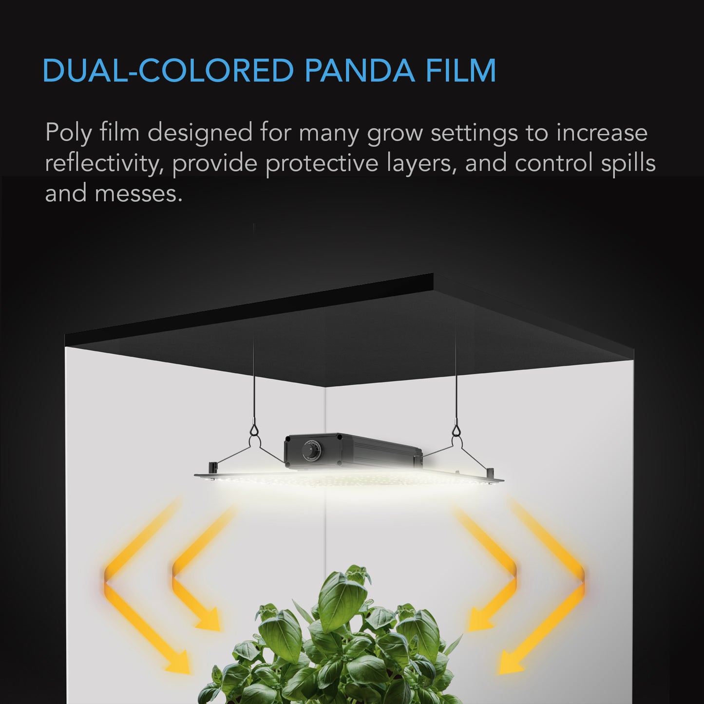 AC INFINITY BLACK AND WHITE PANDA FILM, WATERPROOF REFLECTIVE SHEET, 10 X 100 FT.
