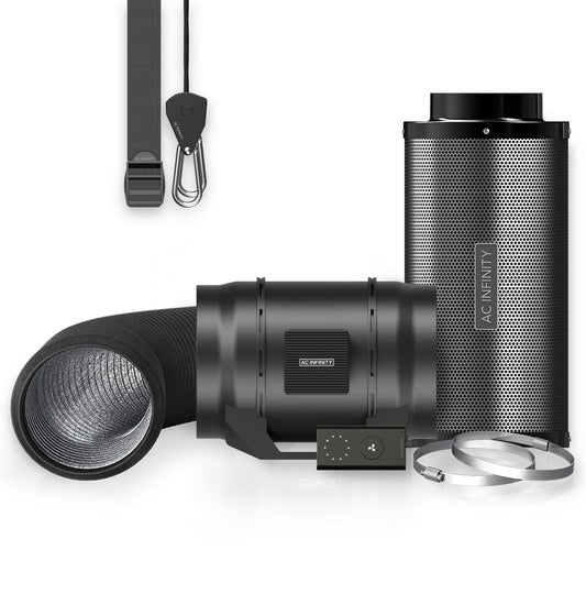 AC INFINITY AIR FILTRATION KIT 8”, INLINE FAN WITH SPEED CONTROLLER, CARBON FILTER & DUCTING COMBO