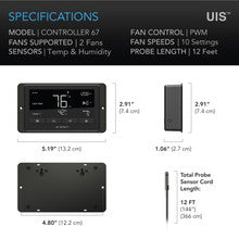 AC INFINITY CONTROLLER 67, TEMPERATURE AND HUMIDITY FAN CONTROLLER, WITH SCHEDULING, CYCLES, DYNAMIC SPEED, DATA APP